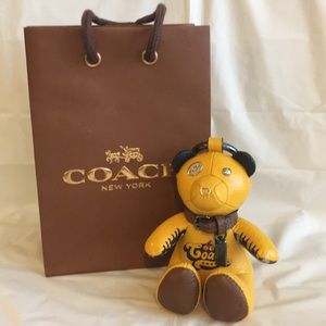 Coach Leather Bear Keychain NWT